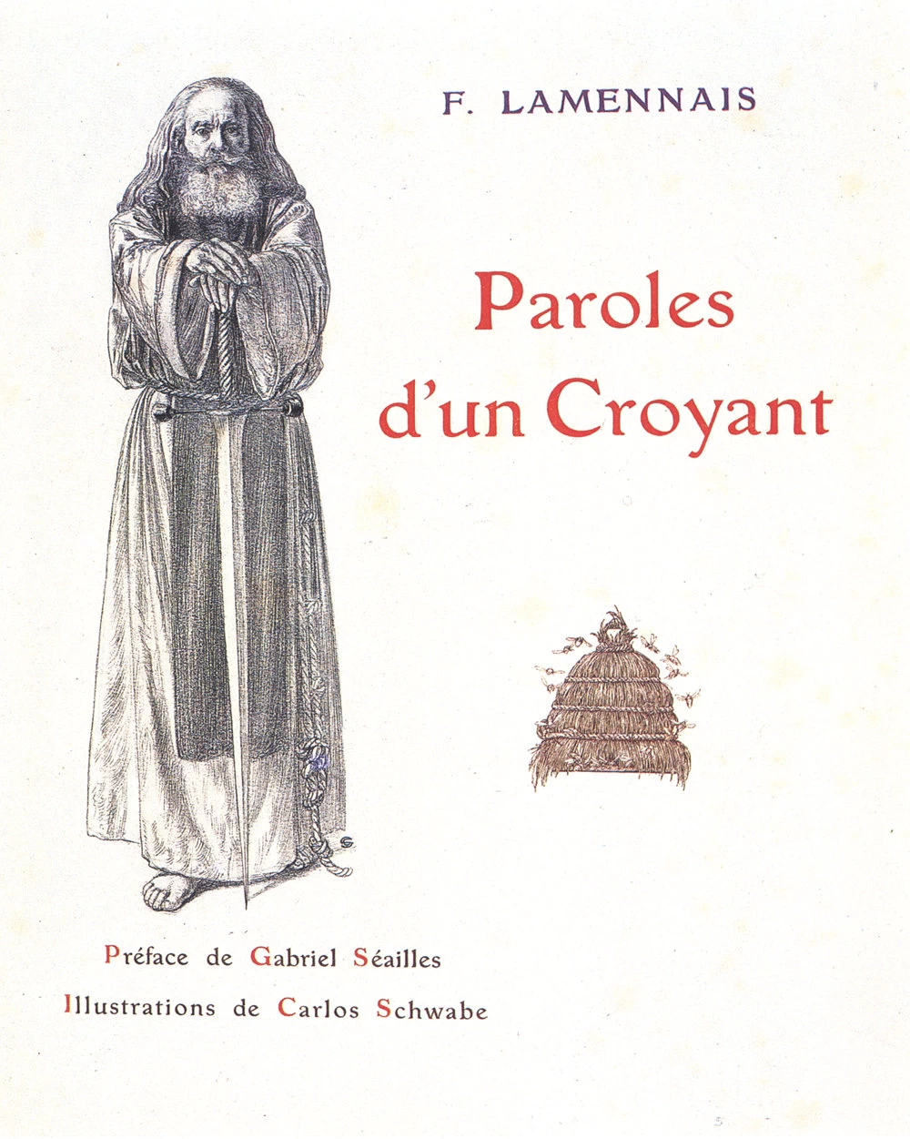 Illustrazione tratta da Parole di un credente di F. Lamennais. Parigi - Charles Meunier, 1908, copertina